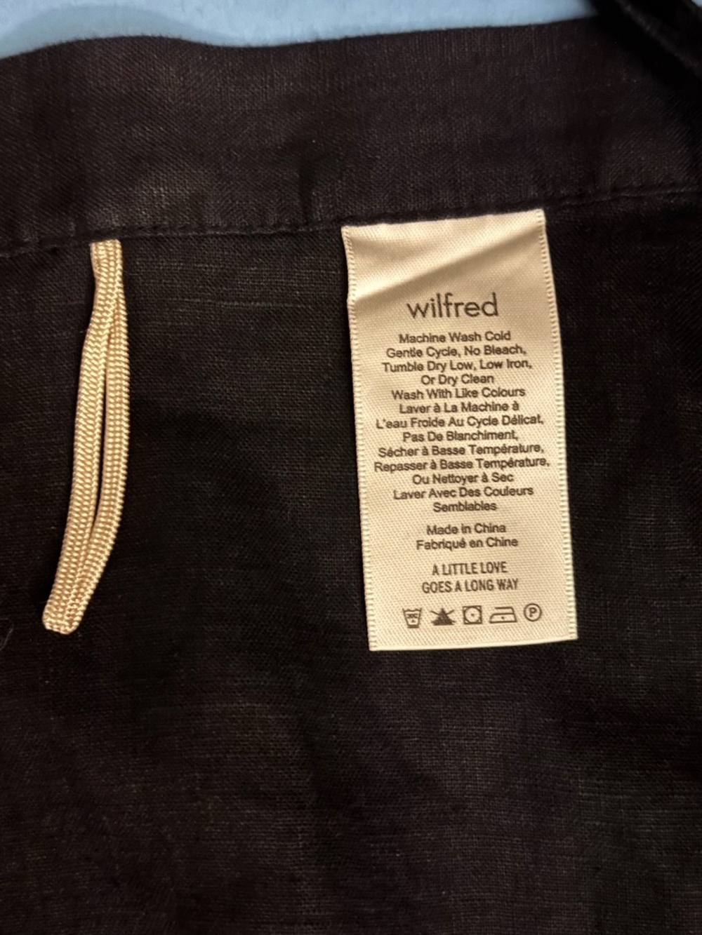 Aritzia Wilfred Skirt 100% Linen Black Wrap Midi Size Small Boho Chic EuroSummer - Picture 8 of 11